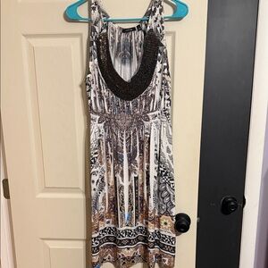 Apt. 9 Black and Brown Patterned Midi Dress